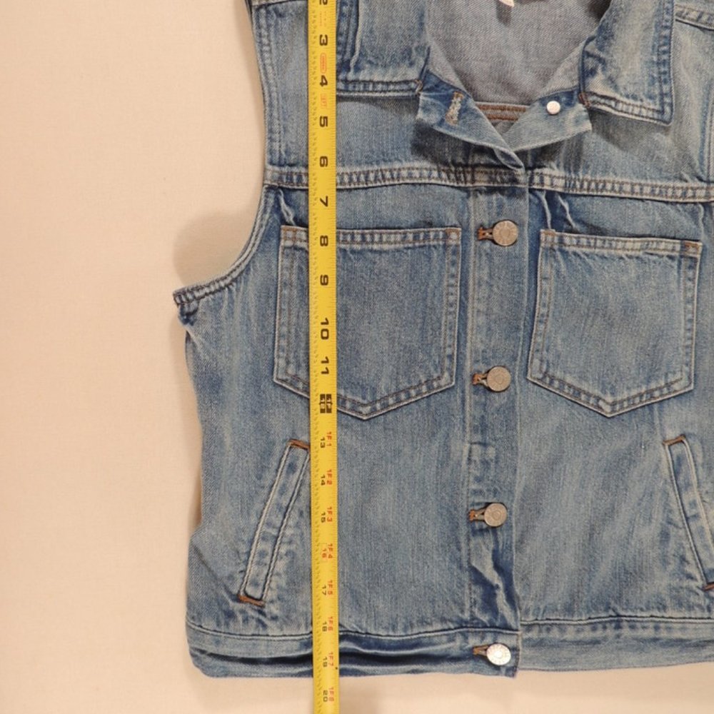 Madewell Faded Blue Denim Vest with Button Front - Picture 9 of 12